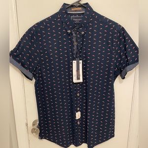 Short Sleeve Button-Down w/ Fox Pattern